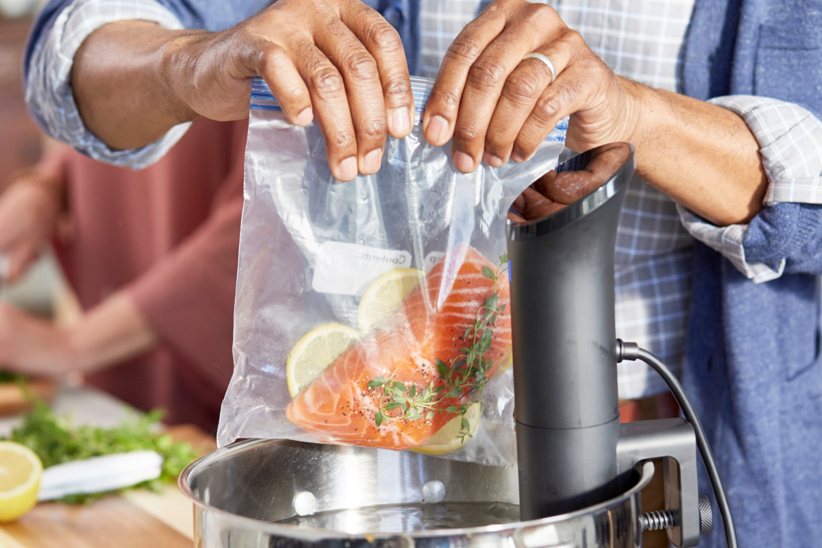 σολομός sous vide pot drop